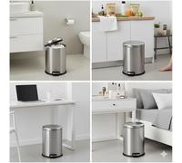 Kmf Supplies Stainless Steel Pedal Bin with Soft Close Lid, Fingerprint Resistant, Hands-Free, Multiple Sizes 3L 5L 12L 20L 30L, for Kitchen Bathroom (3L)