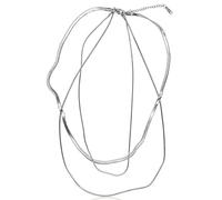 KMFASVX 3Pcs Gold Snake Chain Necklace Women Herringbone Necklace Gold Stainless Steel Choker Flat Chain Necklaces Jewellery Adjustable Gold/Silver Snake Chain for Women Girl - Silver