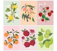 KMFASVX 6PCS Fruit & Floral Paint by Numbers for Adults, 20x30cm Acrylic DIY Canvas Art, Pastel Botanical Wall Decor, Beginner Friendly Relaxing Craft & Gift