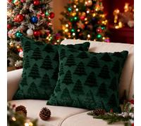 KMFASVX Christmas 45x45 Throw Pillow Covers Set of 2, Winter Star Chrismas Tree Throw Pillow Cases Soft Plush Faux Fur Wool Winter Cushion Cover for Indoor Home Bedroom Couch Sofa Decor