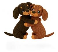 KMFASVX Crochet Kit for Beginners 2 Pcs Dachshund Crochet Kit for Beginners,Dachshund Amigurumi Kits with Soft Yarn,Hook,& Tutorial,Crocheted Dog Toy for Holiday,Birthday Gift,DIY Crafts