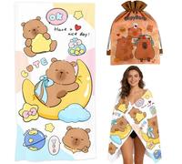 KMFASVX Cute Capybara Beach Towel, Capybara Pattern Thin Lightweight Soft Bath Towels, Quick Dry Absorbent Microfiber Swim Yoga Pool Beach Accessories, 80x160cm (D)