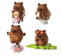 KMFASVX Cute Capybara Building Blocks Set - 4 Pack Animal Construction Toys, Bricks for Kids & Adults, Ideal Birthday Party Gift for Capybara Lovers