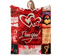 KMFASVX I Love You Throw Blanket - Heart Love Gift for Wife, Girlfriend, or Mom, Super Soft Romantic Blanket, I Love You Design Blanket for Girls Adults Gifts Sofa Bedroom Valentine's Day