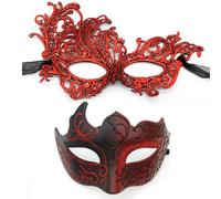 KMFASVX Masquerade Mask for Couple Men Women,2 pieces Venetian Mask for Carnival Lace Masque Costume mask Party Prom Ball Mardi Gras Cosplay Party Costume Accessorie