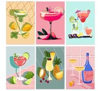 KMFASVX Paint by Numbers Kit for Adults, 6 PCS Paint by Numbers Canvas, Cocktail Theme DIY Acrylic Painting, Easy and Colorful Oil Painting for Beginners, for Home Wall Decoration, 20x30cm (C)