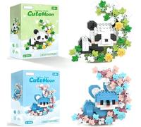 KMFASVX Panda Animal Building Block, 2 PCS Cute Panda Building Blocks Animal Set DIY Micro 3D Building Toy Particle Puzzle Building Toys Gifts for Boys Girls Age 8 9 10 11 12 13 14+ Teens Adults