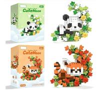 KMFASVX Panda Animal Building Block, 2 PCS Cute Panda Building Blocks Animal Set DIY Micro 3D Building Toy Particle Puzzle Building Toys Gifts for Boys Girls Age 8 9 10 11 12 13 14+ Teens Adults