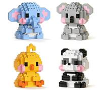 KMFASVX Panda Building Blocks Set, 4 Animals Micro Building Blocks Set- Chick Panda Elephant Koala, Animal Micro Building Blocks Suit For Adults