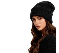 KMFASVX Winter Hats for Women Men, Fleece Lined Knit Beanie Thermal Cable-Knit Twist Ribbed Hat, Soft and Comfortable Stretchy Snow Beanie for Cold Weather Christmas Birthdays Gift - Black