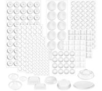 KMFYMPT 300Pcs Silicone Bumper Pads, 9 Sizes Clear Adhesive Rubber Feet, Furniture Buffer Pads, Soft No Trace, for Cabinet Doors, Drawers, Glass Tops, Cupboard, Picture Frames, Cutting Boards Non Slip