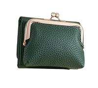 KMGDM Compact Women's Wallet with Kiss Lock Coin Pocket and Clear Window Short Purse Card Holder for Daily Use
