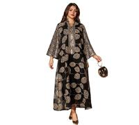 KMGDM Embroidery Ramadans Muslims Ankle Length Dresses Abayas Casual Long Sleeve Dubais Kaftan Robe Ethnic Costumes for Womens