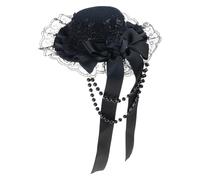 KMGDM Gotik Lolitas Headdress Flower Lace Beaded Headwear Subcultures Hair Accessories Top Hat Hair Clips for Womens Girls