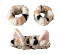 KMGDM Popular Furry Plush Hairband and Wrist Wash Band for Female Everyday Use Face Washing Makeup Application Headwear