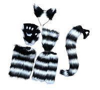 KMGDM Premium Faux Furs Cosplay Accessories Set Including Adjustable Headband Realistic Animal Tail And Leg Warmers For Enhanc