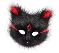 KMGDM Rhinestones Embellished Plush Half Face For Parties Elegant Cats Foxes Design Comfortable Breathable