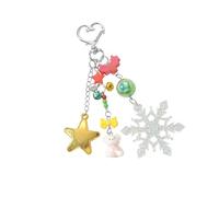 KMGDM Scintillate Snowflake Code Hoop Permanent Alloy Polyacrylate Bag Charm Christmas Decoration Addition Celebratory Keychain for Sacks