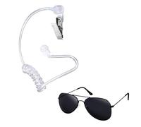 KMGDM Secret Security Guard Costume Accessories For Men Cosplay Costume With Eyeglasses Earpiece And Badge Pin
