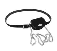 KMGDM Stylish Sueded Finish Waist Belt with Coin Pouches and Long Chain Pants Belt for Daily Essential and Women Office Outfit