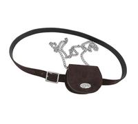 KMGDM Stylish Sueded Finish Waist Belt with Coin Pouches and Long Chain Pants Belt for Daily Essential and Women Office Outfit