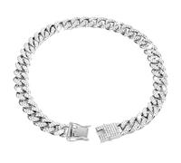 kmgfsd Cool Cuban Chain Dog Collar with Rhinestones Inlay Decorative Collar Necklace for Various Size Birthday Party Wear Necklace