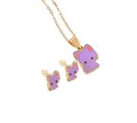 kmgfsd Fashionable Cats Necklace and Studs Earrings Set Offering a Distinctive Look Suitable for Various Event and Daily Use Statement Necklace and Earrings