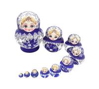 kmgfsd Handpainted Matryoshka Doll 10 Layer Russian Nesting Dolls Wooden Folk Art Shelf Display Figure Doll Kids Stacking Toy Interactive Parent Child Toy