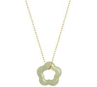 kmgfsd Hollow Carved Flower Shaped Pendant Necklace Natural Hetian Jade Simple Dainty Choker Exquisite Jewelry Flower Shaped Pendant
