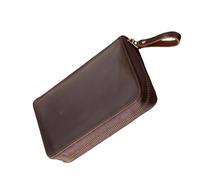 kmgfsd Leather Fountain Pen Case 10 Section Zippered Pencil Pouches Portable Fountain Pens Protector for School Travel Business Pen Storage Bag