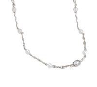 kmgfsd Multipurpose Silver Alloy Necklace Featuring Pearls and Zircon Daily Decoration Portable for Business or Pleasure Daily Wear Pendant
