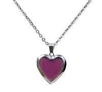 kmgfsd Temperature Sensitive Color Changing Pendant Necklace Adjustable Length Neckchain Love Heart Clavicle Chain Jewelry Photo Box Necklace for Women Men