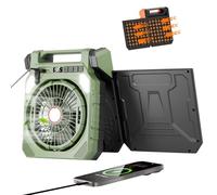 kmgfsd Two Panel Sun Operated Fan with Rechargeable Battery and LED Light for Home Work Outdoor Use Fan