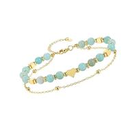 kmgfsd Two Rank Heart Sphere Stone Bangle Modifiable Chain Natural Preciousstone Jewelry Tender Present for Women Delicate Plan Stone Sphere Love Bangle