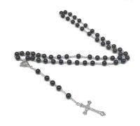 kmgfsd Unisex Beaded White/Black Chain Necklace Alloy Large Detailed Crosses Pendant Religious Symbol Neck Chains Accessory Halloween Necklaces for Women