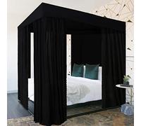 Kmhesvi Black Canopy Bed Curtains - 4 Corner Post Bed Curtains Full Bed Canopy Curtains for Adults Girls Bedroom Decoration (Black, Full)