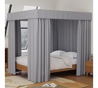 Kmhesvi Grey Canopy Bed Curtains - 4 Corner Post Bed Curtains Full Bed Canopy Curtains for Adults Girls Bedroom Decoration (Grey, Full)