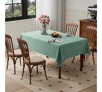 Kmhesvi Large Rectangular Wipe Clean Tablecloth Table Cover 300cm x 150cm Wipeable Water Resistant Polyester Tablecloth, 118x59 Inch Polka Dot Green White