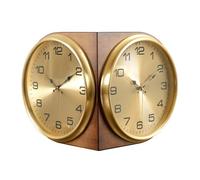 KMHHAG Double-Sided Wall Corner Clock Metal Brass & Wood Retro Silent Household Living Room Kitchen Hotel Personalized Decoration Gift