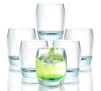 Kmi Chou 8 Oz Set of 6 Plastic Drinking Glasses Dishwasher Safe BPA Free Unbreakable Juice Glasses for Kids Shatterproof Wine Water Glasses Acrylic Tumblers ((Light Blue)