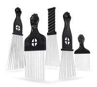KMIIMET5 Pack Afro Pick Afro Comb Metal Picks for Hair, Afro Pick Combs for African American Hair Styling Tool Hair Comb for Hair Styling Hair Picks for Curly Hair Fist Pick for Hair