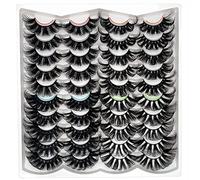 kmilro kmilro 20 Pairs of False Eyelashes, 25 mm, Long, 20 Pairs, 3D, 5D, Faux Mink Lashes, 4 Styles, 25 mm, Wispy D Curl, Volume False Eyelashes, from kmilro 20 Pairs (1 Piece) A-25 mm Lashes-20