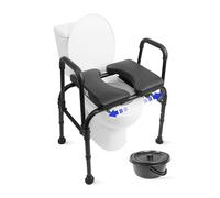 KMINA Commode Toilet Chair (3 in 1), Lightweight, Adjustable Height, Portable Padded Seat, Stable and Comfort, Shower Chair, Patented - Made in Europe