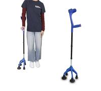 KMINA Crutches for Adults with 4 Legs (3.3 lbs) Adjustable for Users with Adequate Strength and Over 5 feet in Height, Quad Cane, Patented - Made in Europe
