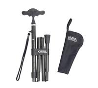 KMINA Folding Walking Sticks for Women and Men, Carbon Fibre, Soft Grip, Adjustable Height, Lightweight, Black - KMINA PRO (Ergonomic Grip)