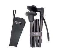 KMINA Folding Walking Sticks for Women and Men (Left Hand), Anatomical Handled Palm Grip, Adjustable Height, Lightweight, Anti Slip Ferrule