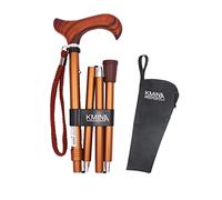 KMINA Folding Walking Sticks for Women and Men, Wooden Grip, Adjustable Height, Lightweight, Aluminium, Black - KMINA PRO