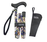 KMINA - Folding Walking Sticks for Women, Floral, Disabled, Adjustable Cane, Aluminium (Folding Cane Blue)