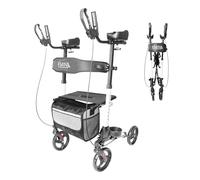 KMINA - Forearm Rollators 4 Wheel Folding Lightweight, Upright Walker Padded Armrest, Disability Aids, Adjustable for Elderly