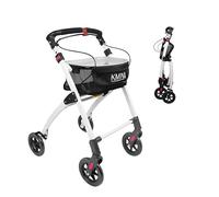 KMINA Narrow Indoor Rollator, Tray and Basket, Folding Walking Frame, Black